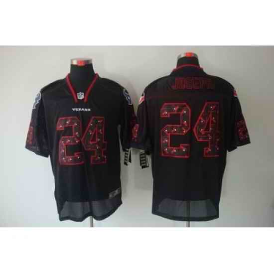Nike Houston Texans 24 Johnathan Joseph Black Elite Lights Out Number with Team logo NFL Jersey